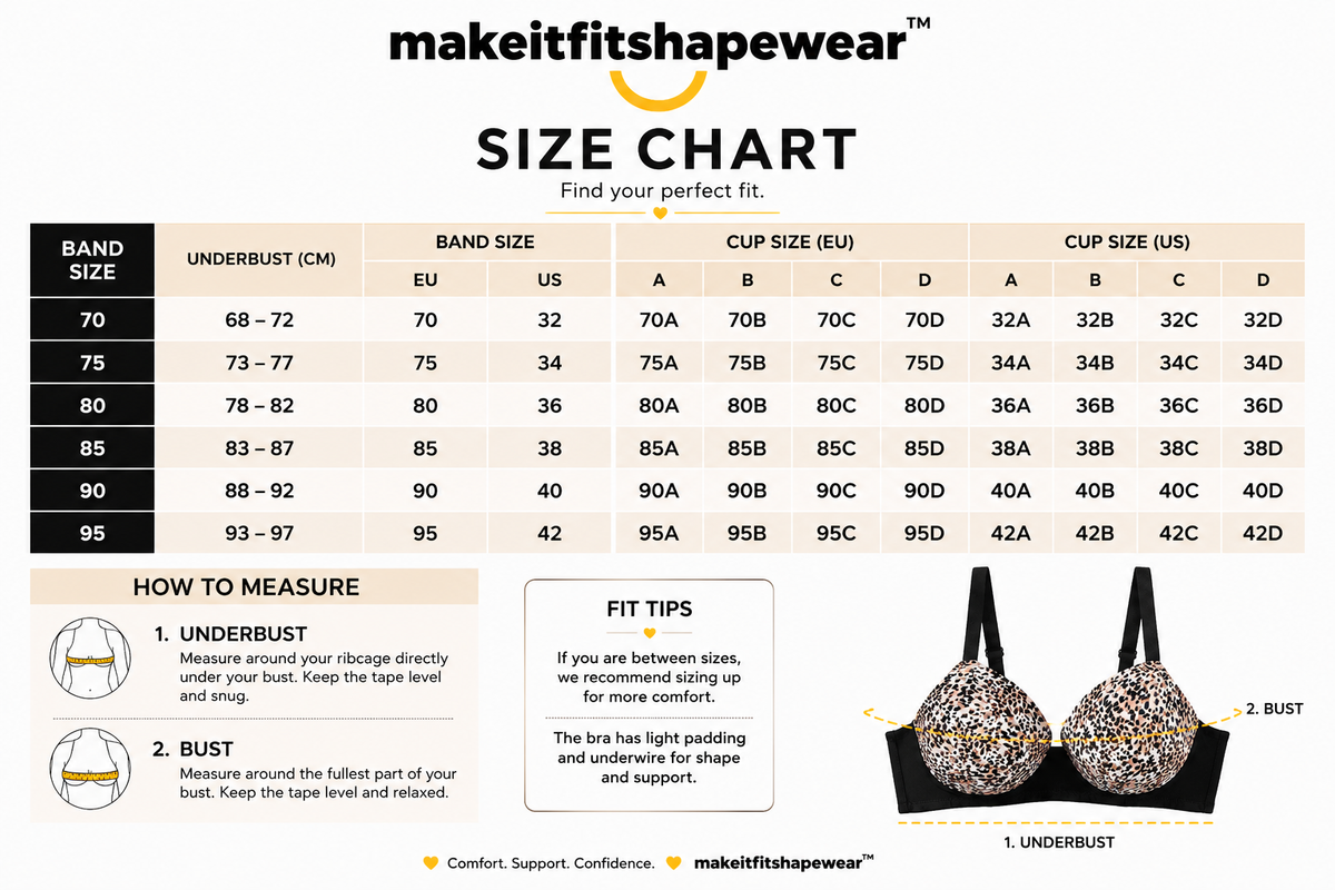 MakeItFit™ Plus-size WildCurve Lift Bra Leopard Print.