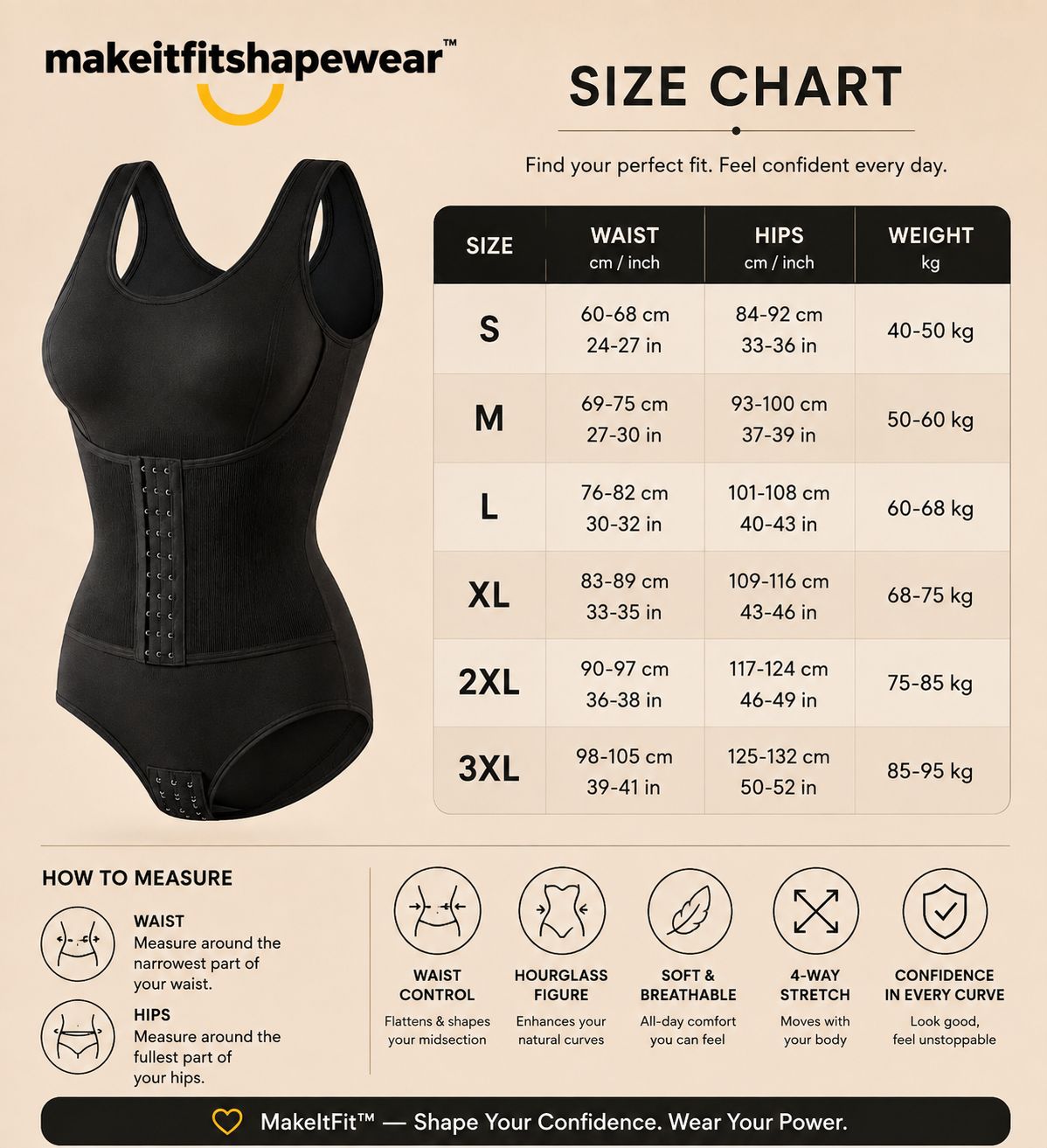 MakeItFit™ PowerSculpt WaistLock Bodysuit