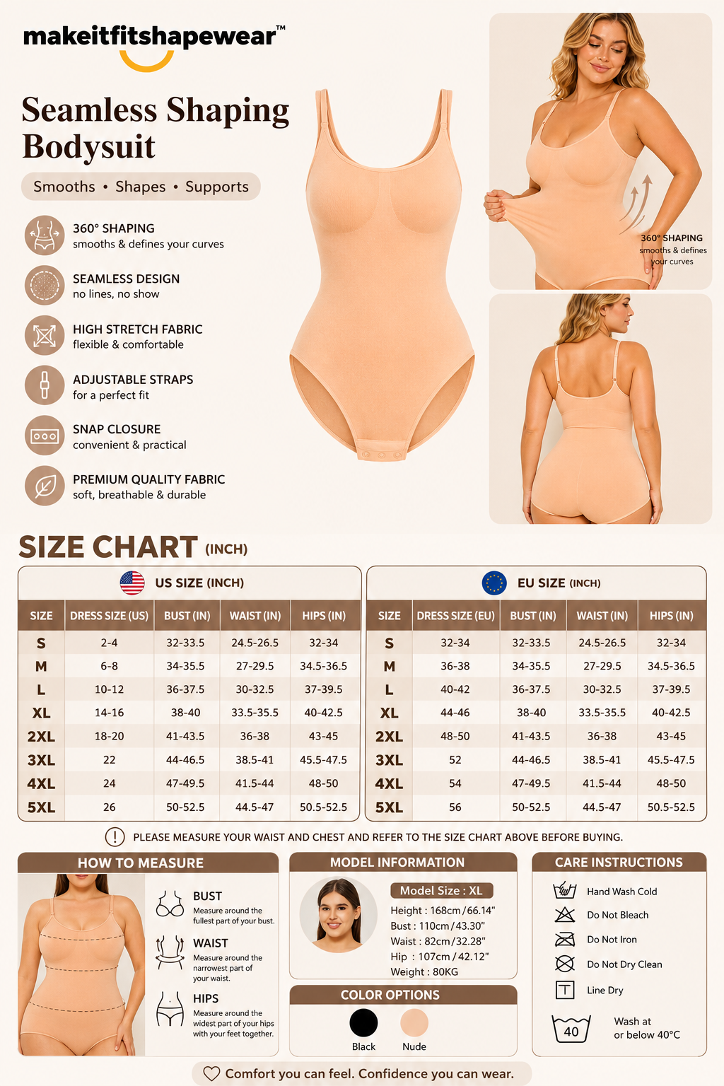 MakeItFit™ FlexContour Seamless Shaping Bodysuit
