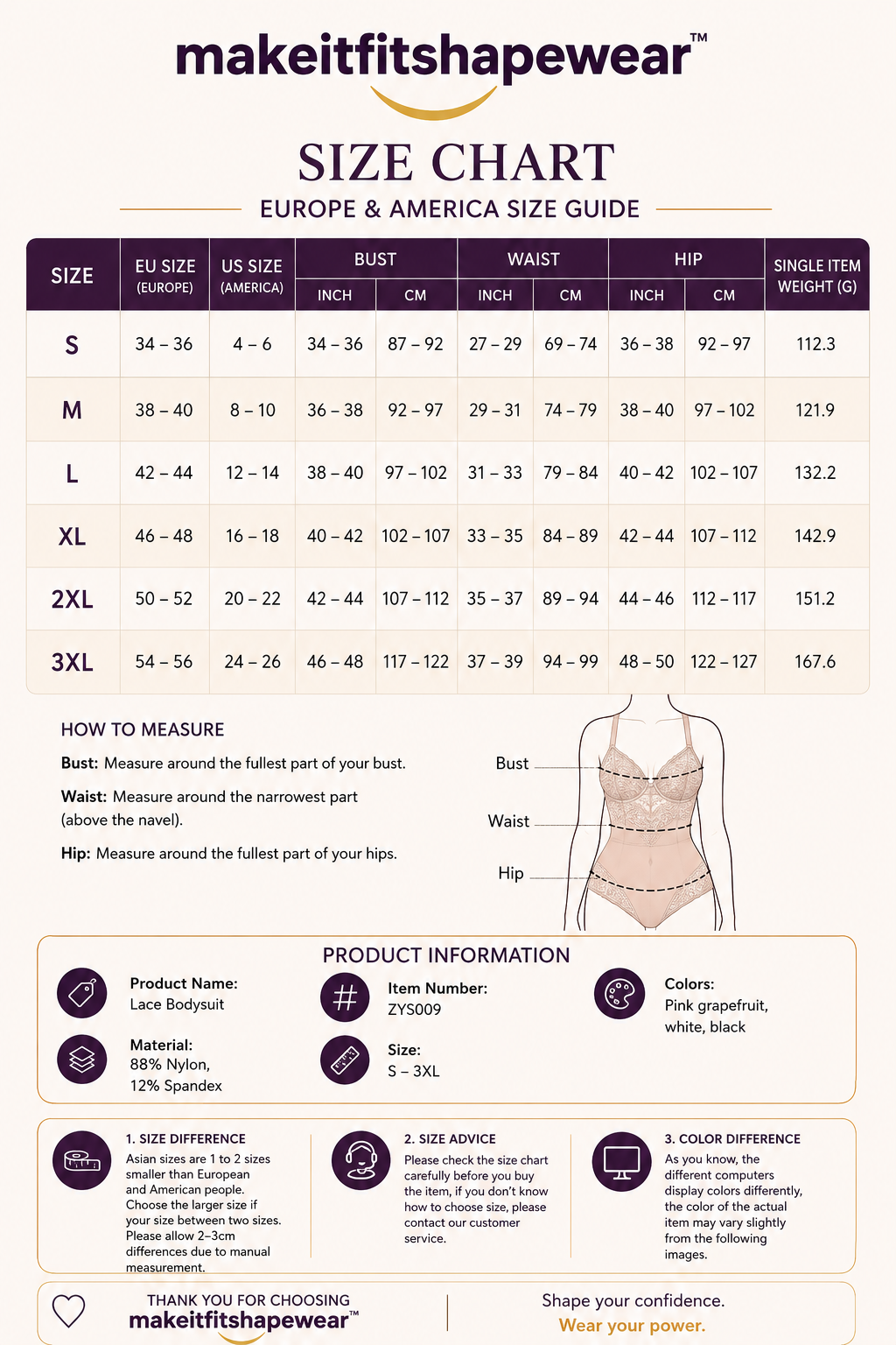 MakeItFit™ LaceLux Sculpting Bodysuit