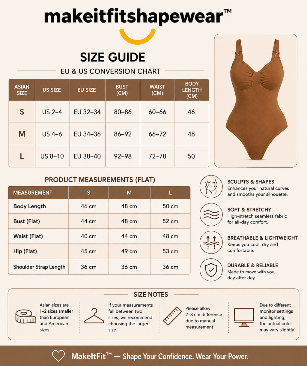 MakeItFit™ SculptLift Seamless Shaping Bodysuit