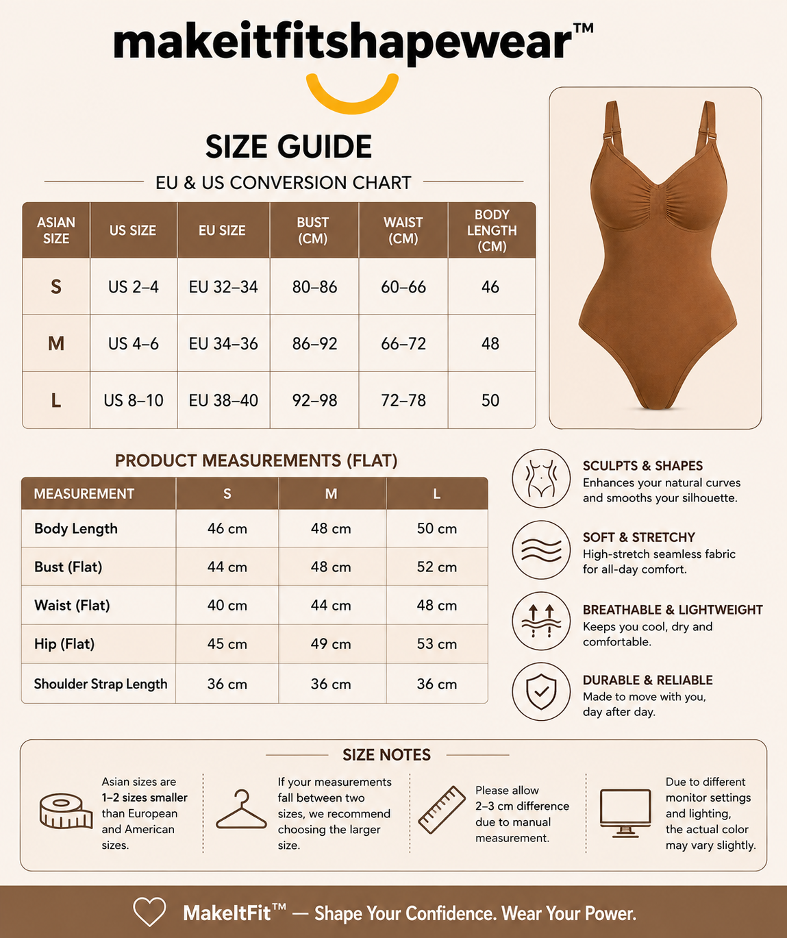 MakeItFit™ SculptLift Seamless Shaping Bodysuit