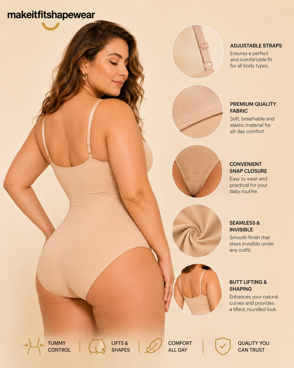 MakeItFit™ CurveComfort Plus Size Sculpting Bodysuit