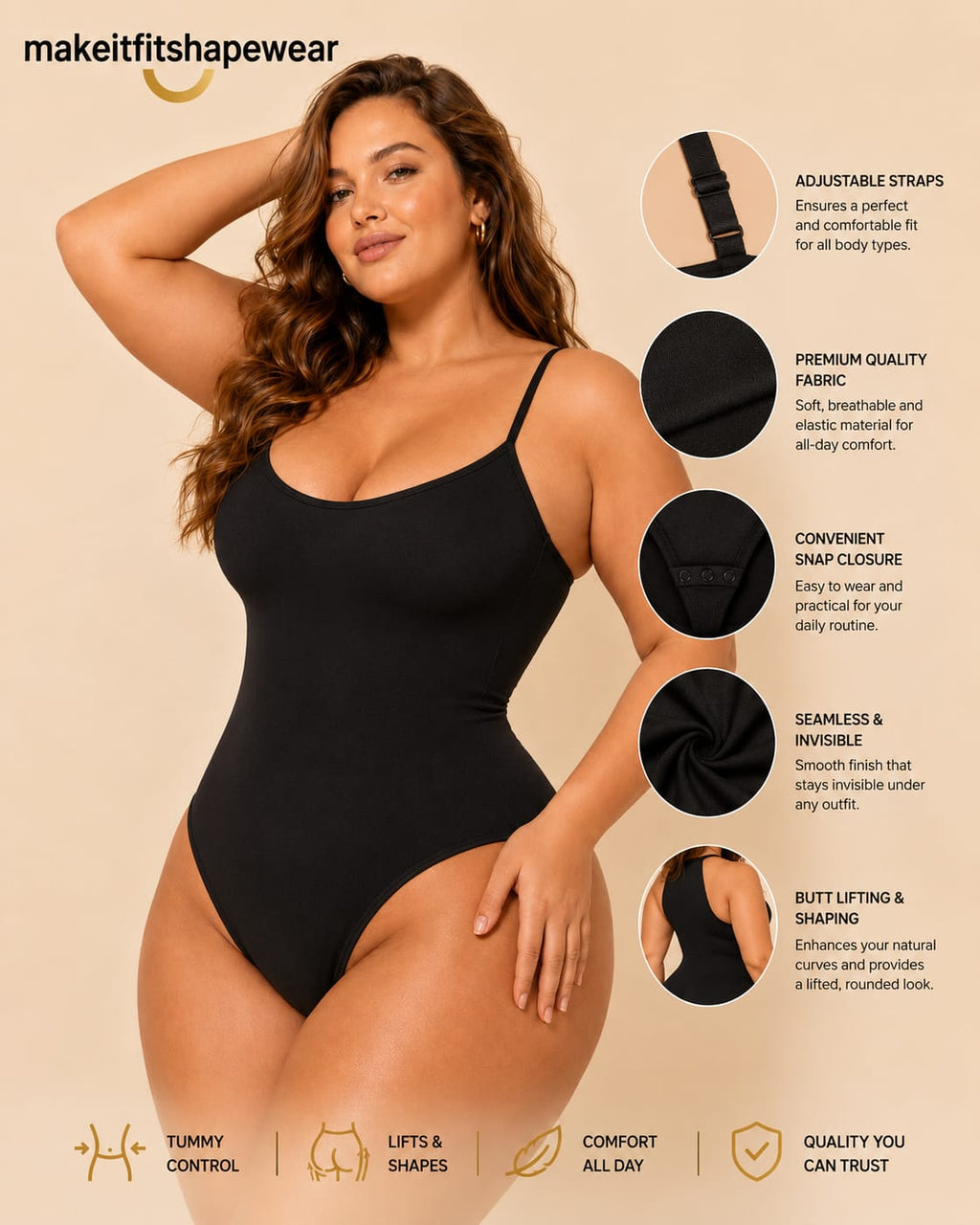 MakeItFit™ CurveComfort Plus Size Sculpting Bodysuit