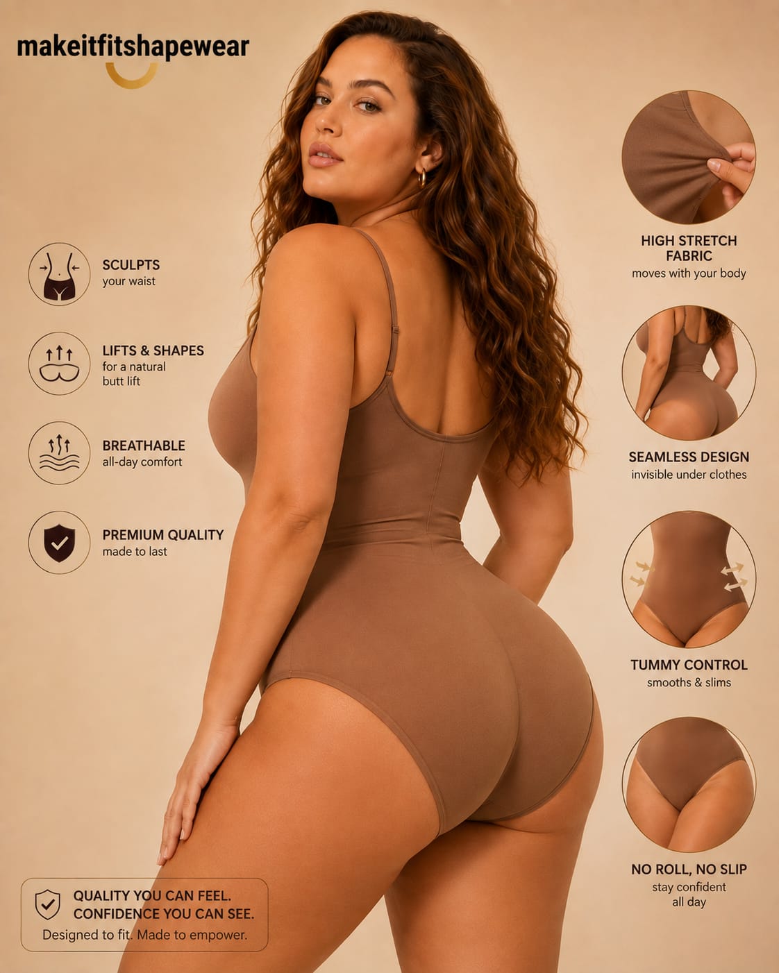 MakeItFit™ CurveComfort Plus Size Sculpting Bodysuit