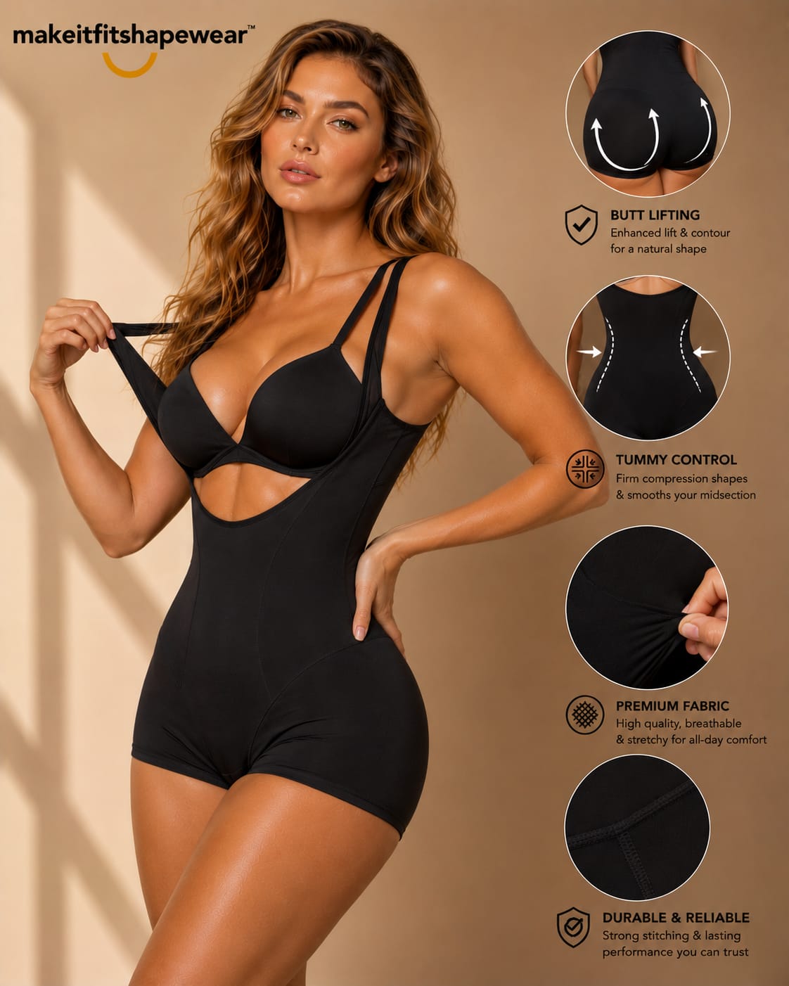 MakeItFit™ SculptFlex Open-Bust Seamless Bodysuit