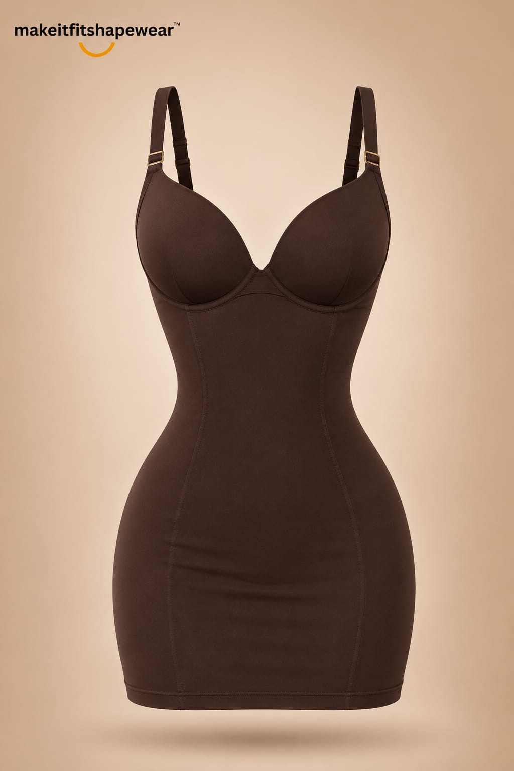 MakeItFit™ SculptEase Shaping Slip Dress – Seamless Tummy Control Body Shaper with Built-In Bra
