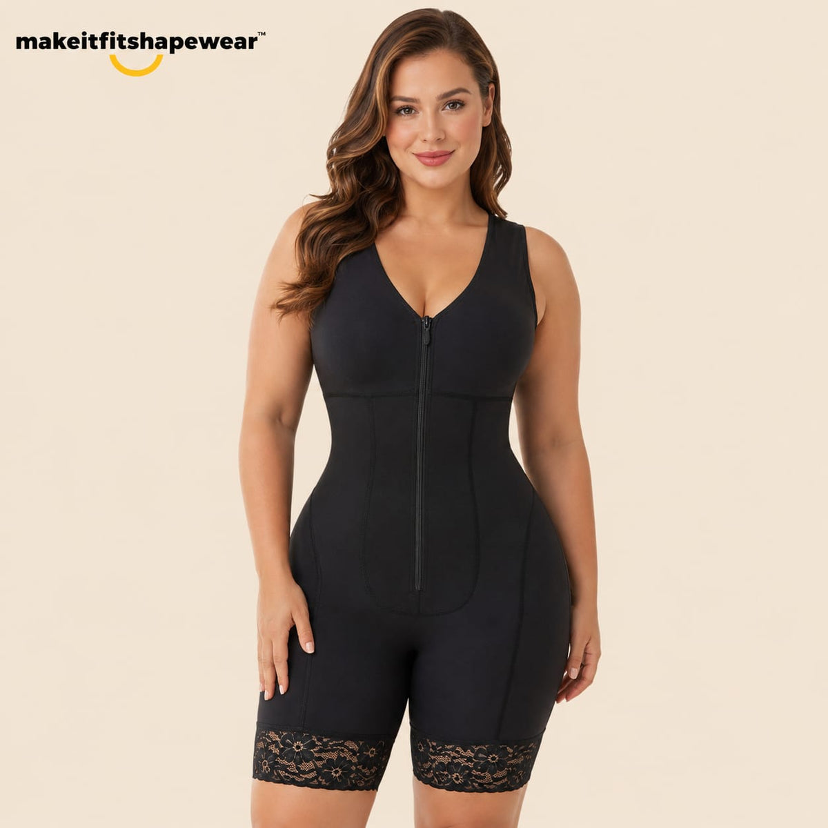 MakeItFit™ SculptLace Zip Front Bodysuit