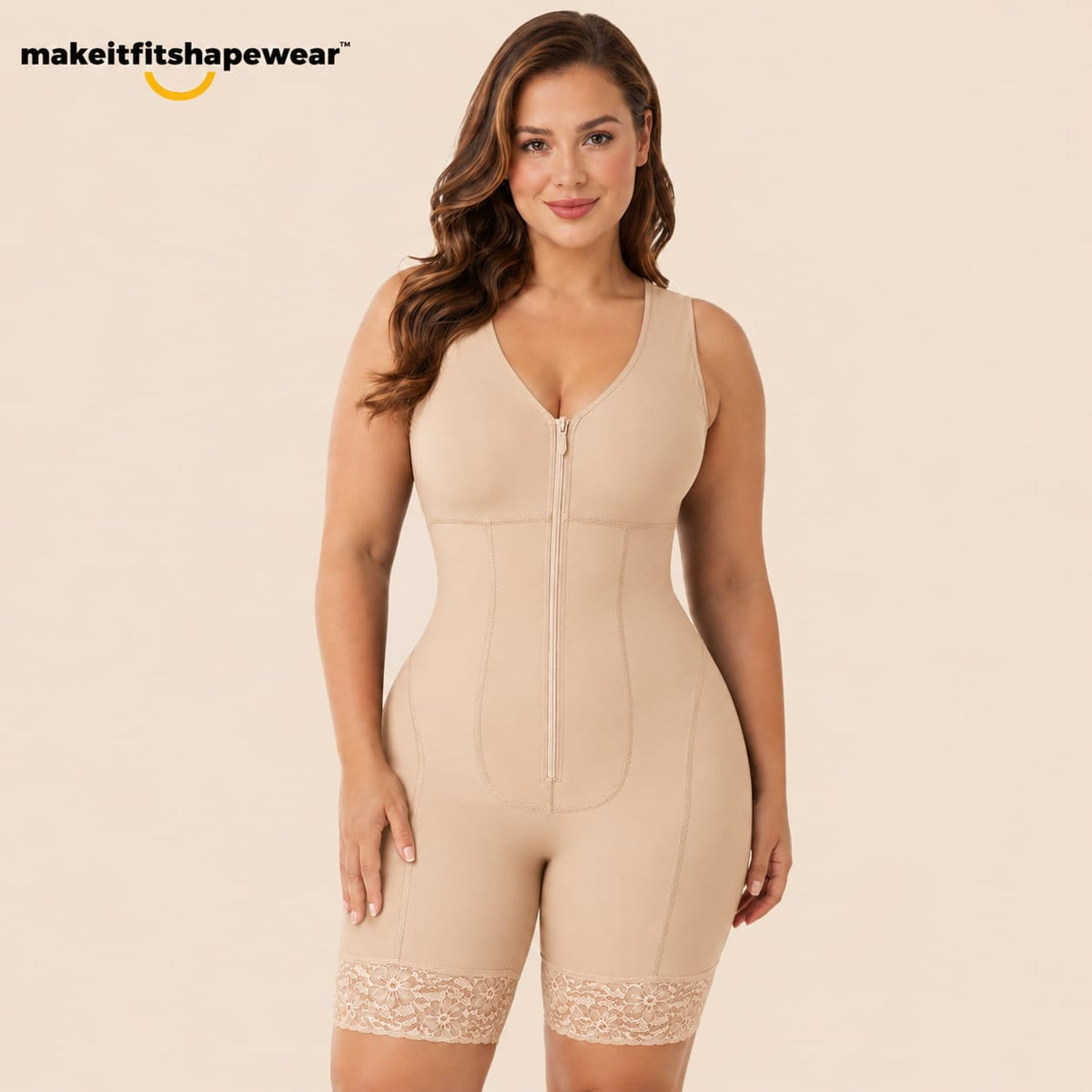 MakeItFit™ SculptLace Zip Front Bodysuit