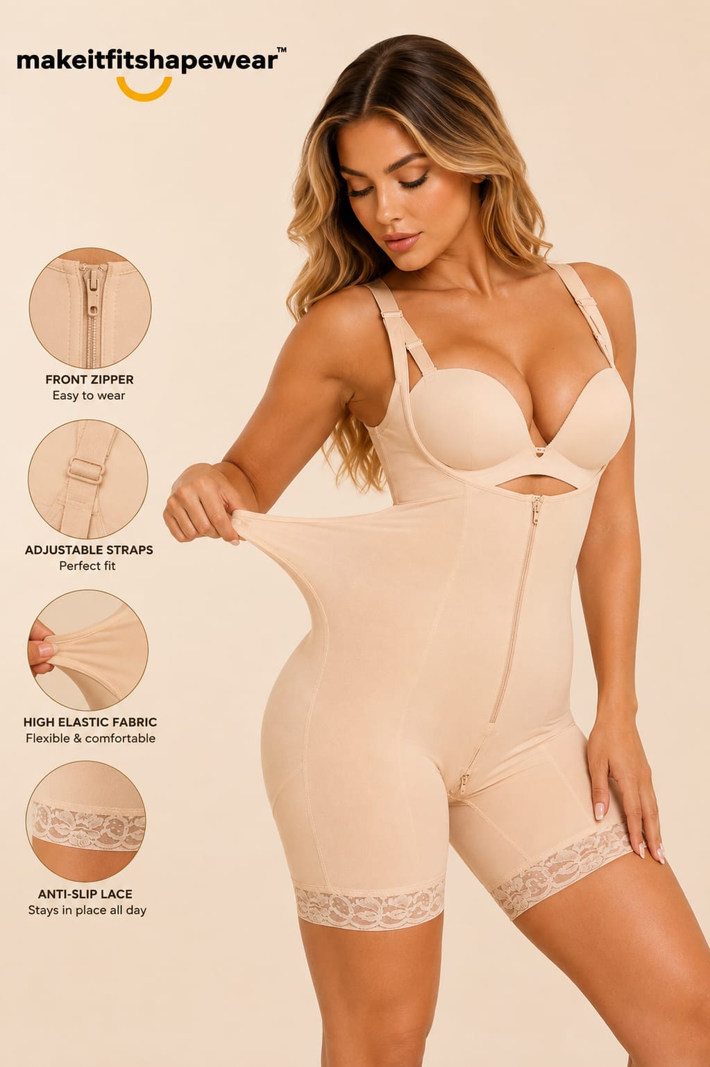 MakeItFit™ SculptZip Luxe Bodysuit