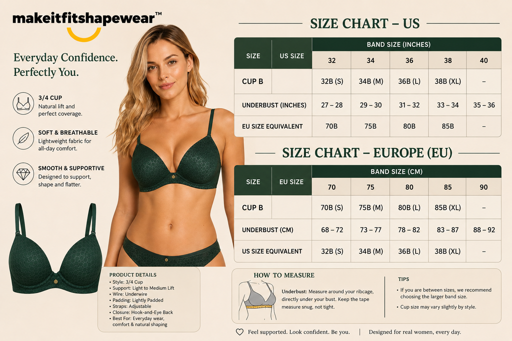 MakeItFit™ Luxe Sculpt 3/4-Cup Support Bra