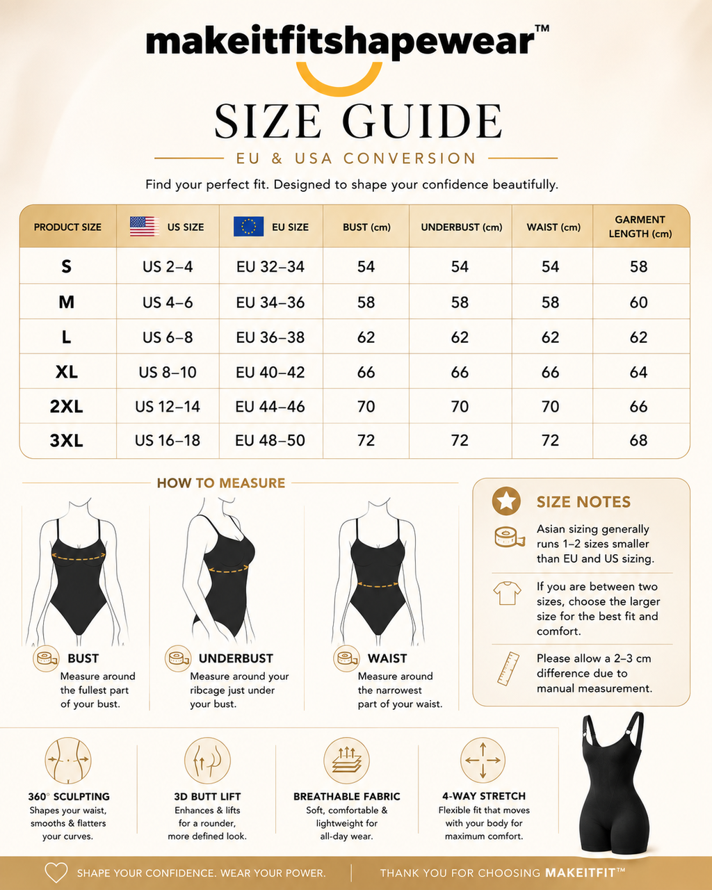 MakeItFit™ SculptFit Seamless Full Body Shapewear