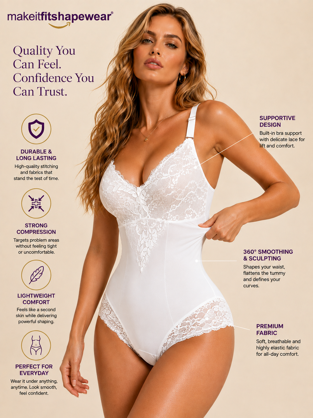MakeItFit™ LaceLux Sculpting Bodysuit