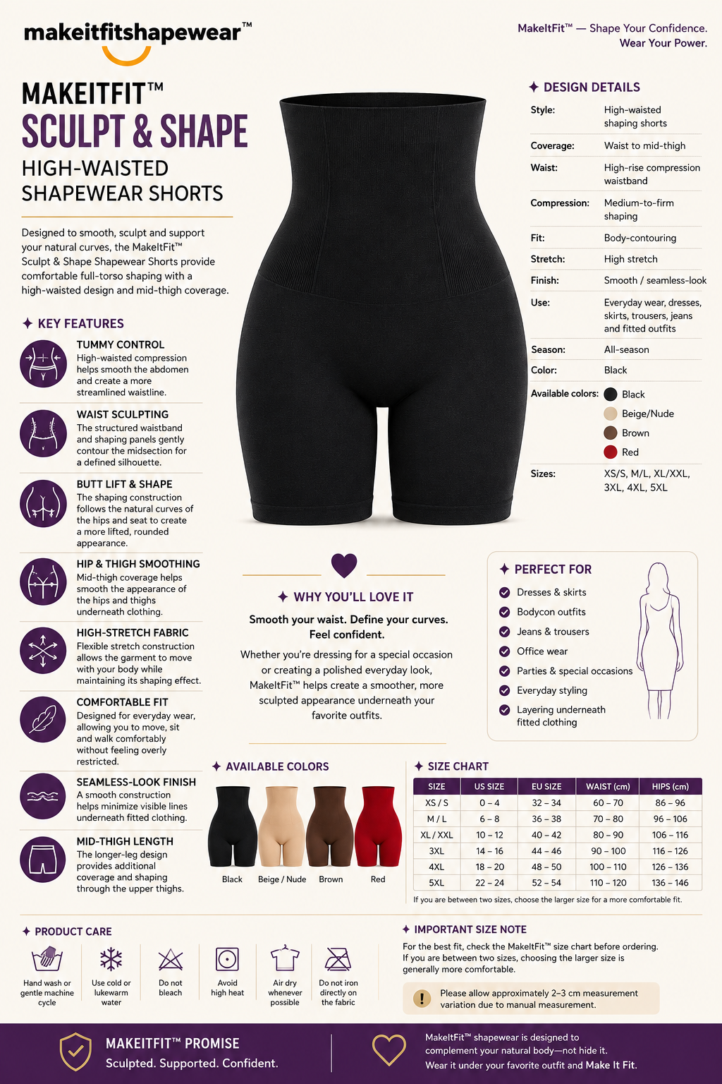 MakeItFit™ Sculpt & Shape High-Waisted Shaping Shorts