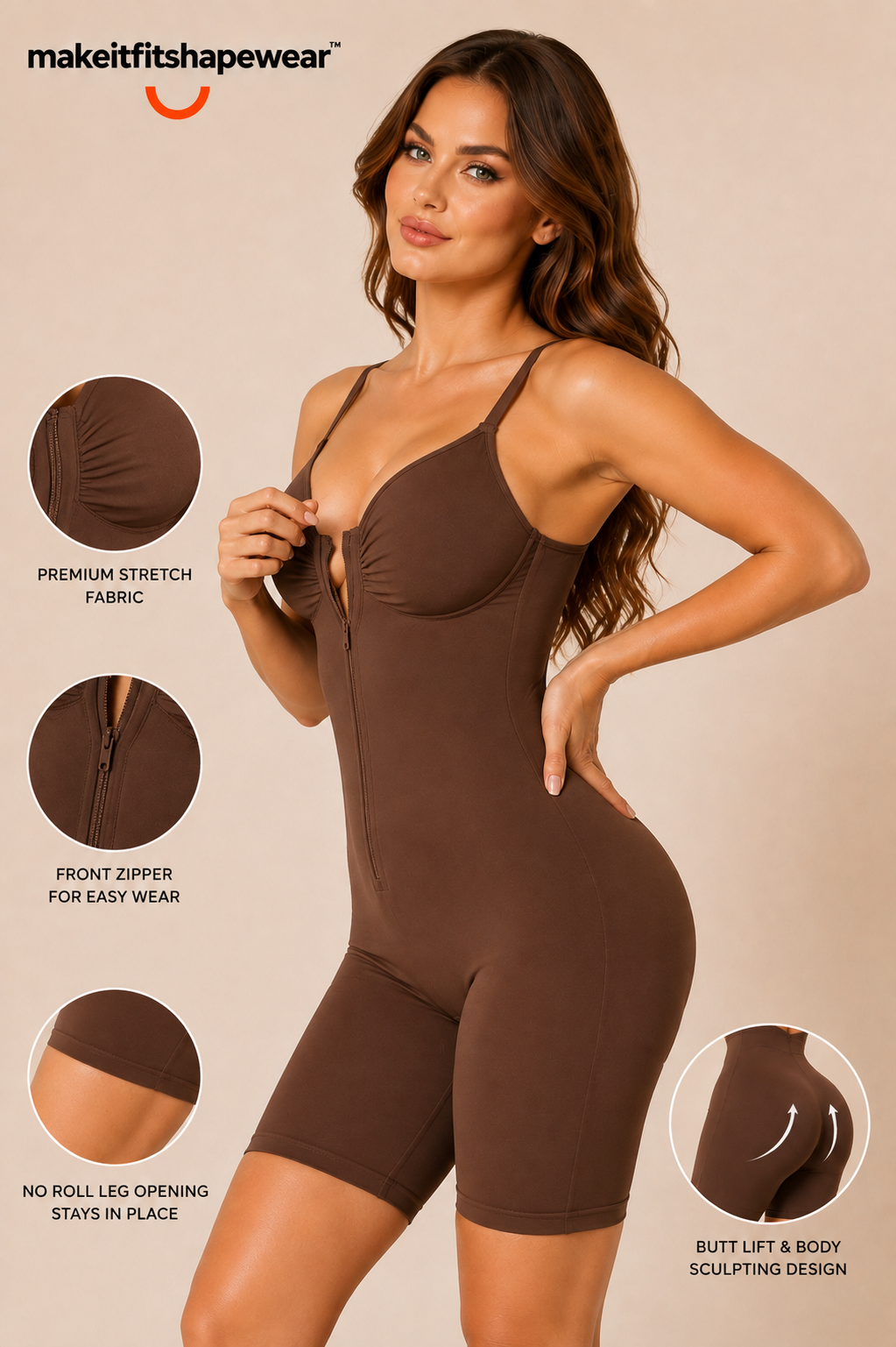 MakeItFit™ SculptZip Luxe Bodysuit