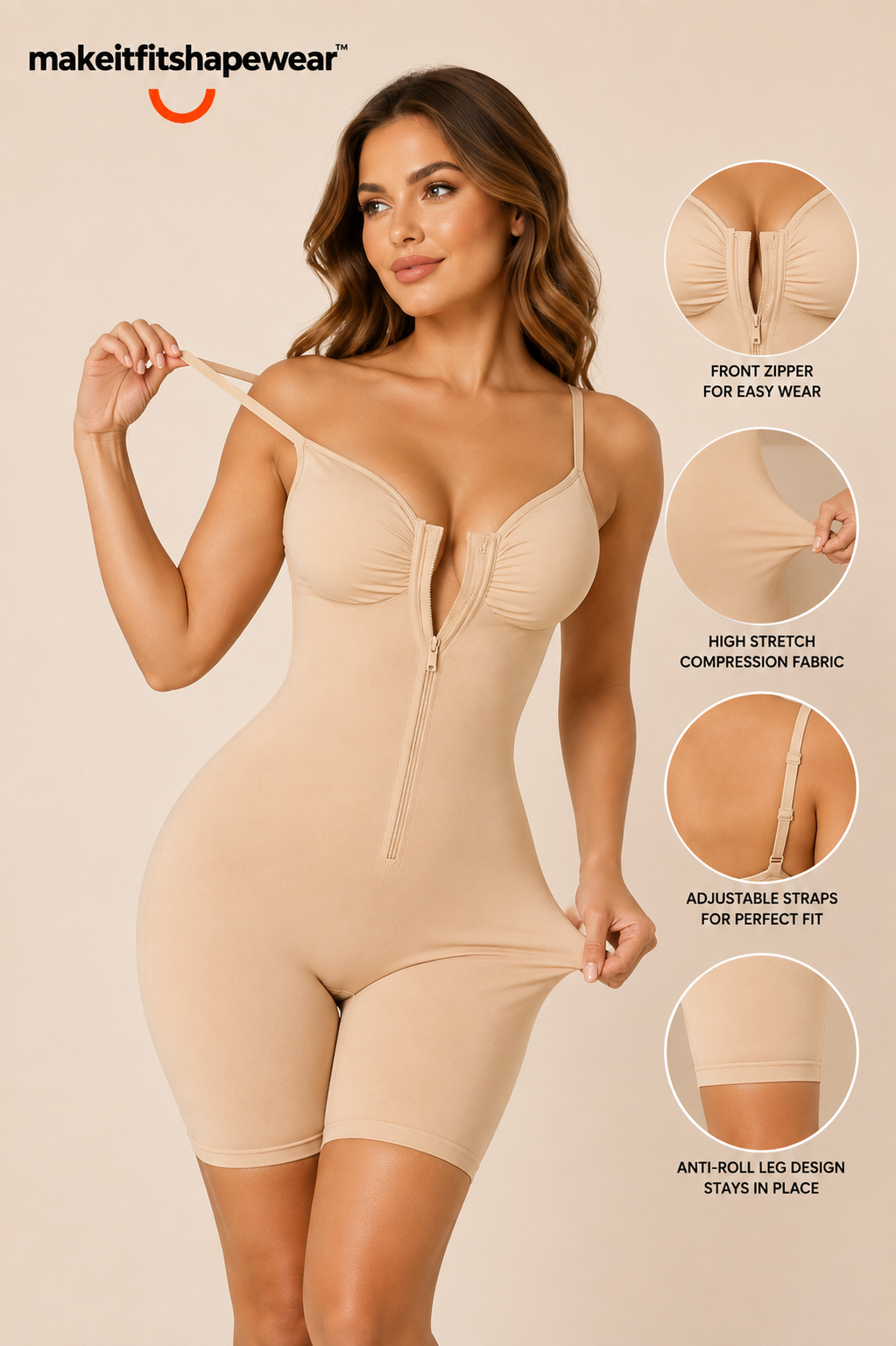MakeItFit™ SculptZip Luxe Bodysuit