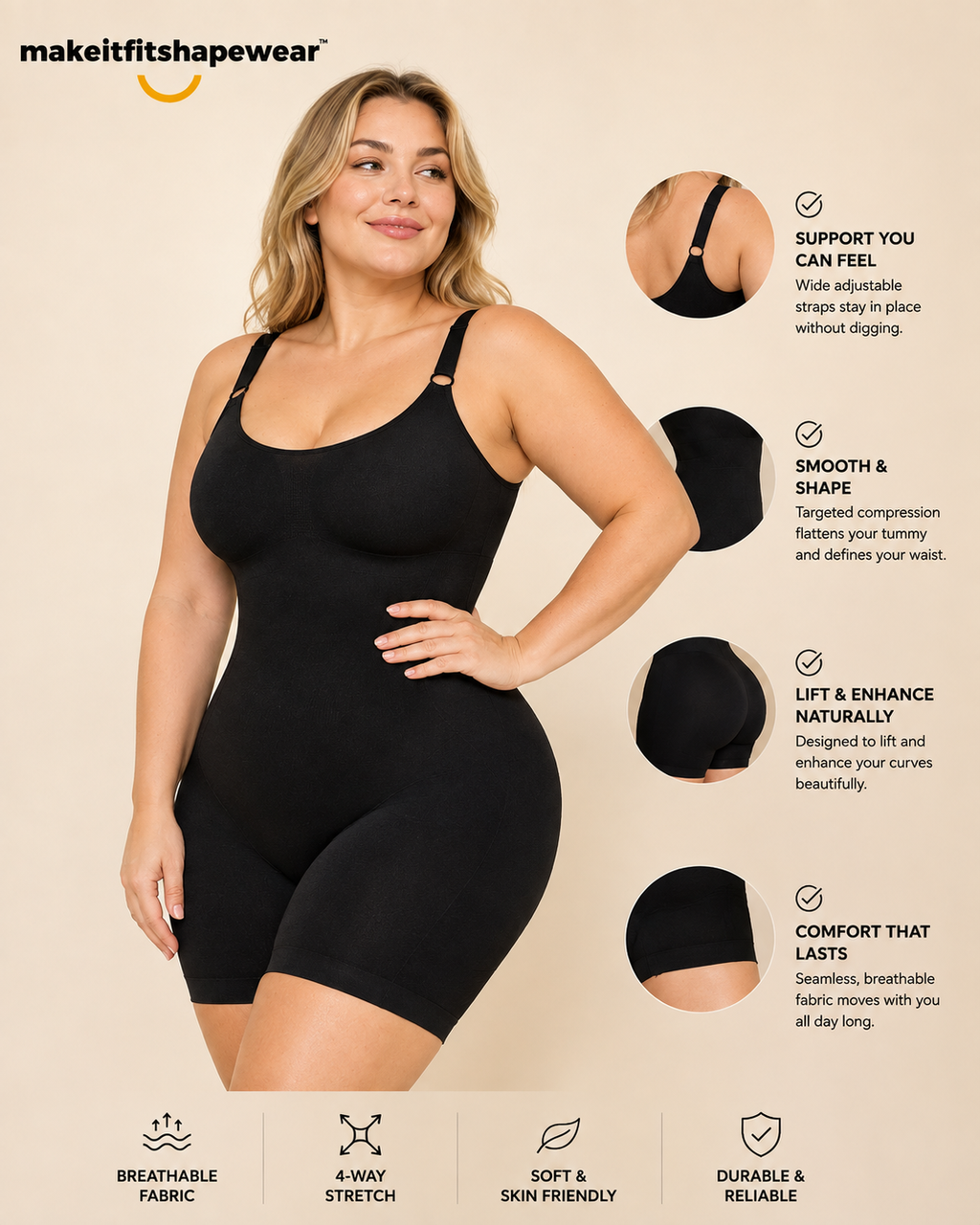 MakeItFit™ SculptFlex Seamless Full Body Shaper