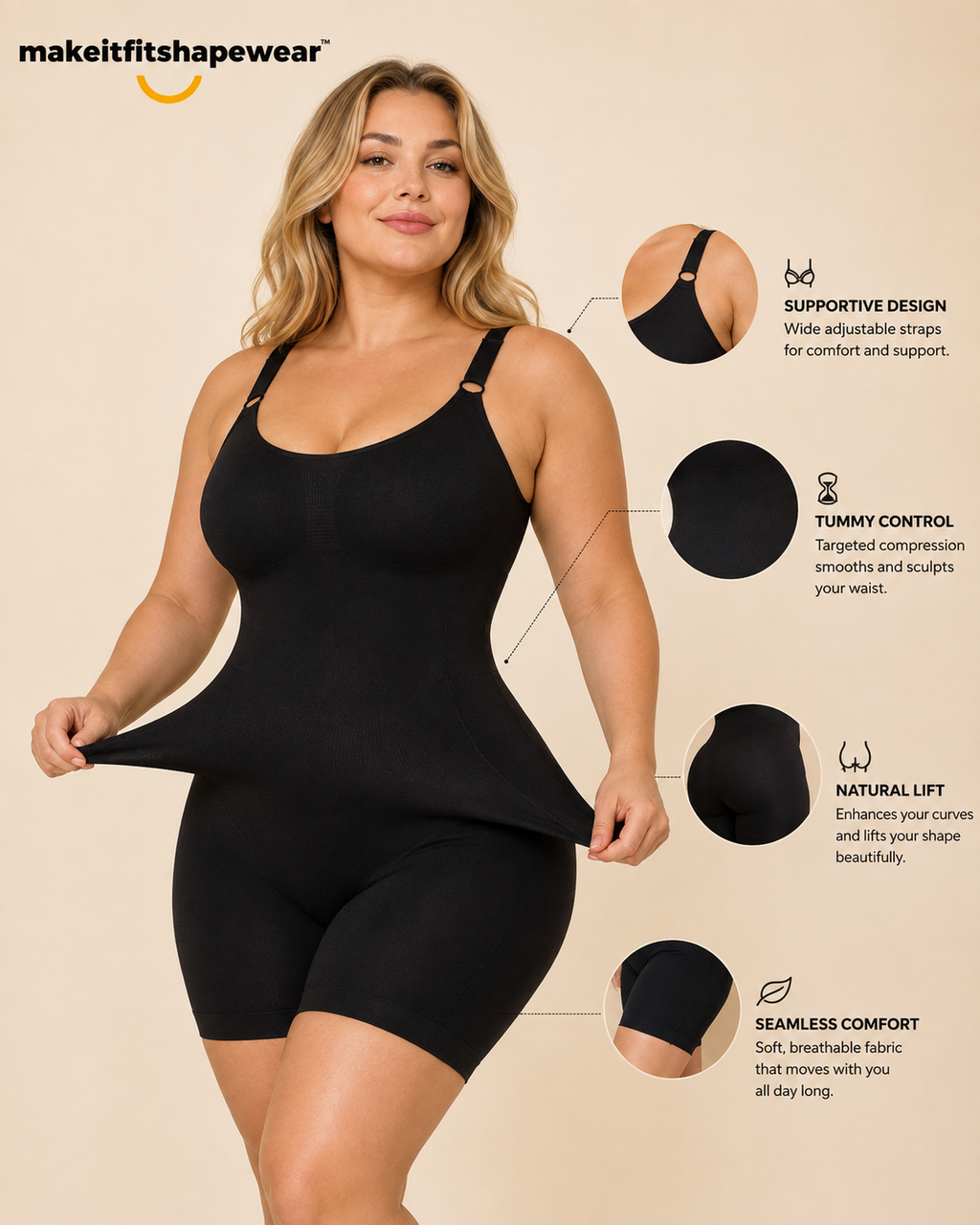 MakeItFit™ SculptFlex Seamless Full Body Shaper