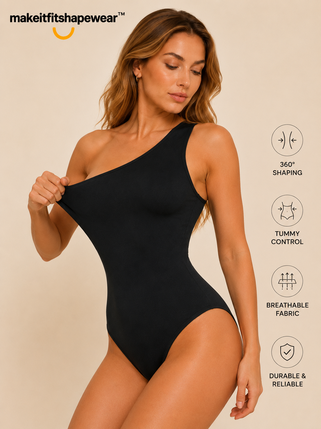 MakeItFit™ One Shoulder Sculpting Bodysuit