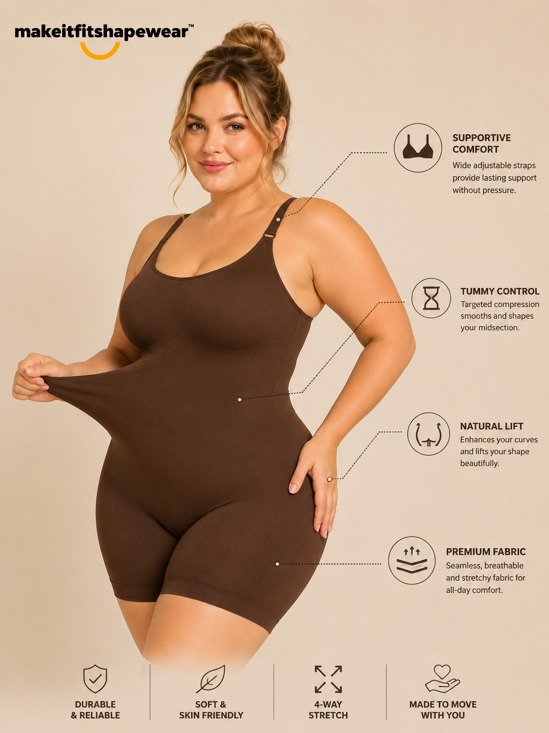 MakeItFit™ SculptFlex Seamless Full Body Shaper
