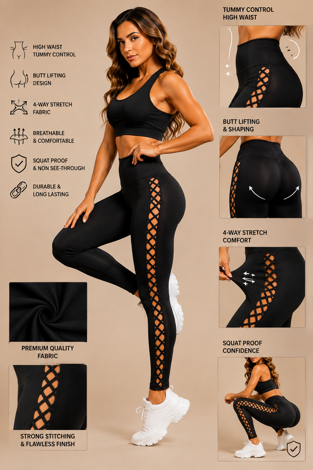 MakeItFit™ SculptLace™ High-Waist Yoga Leggings