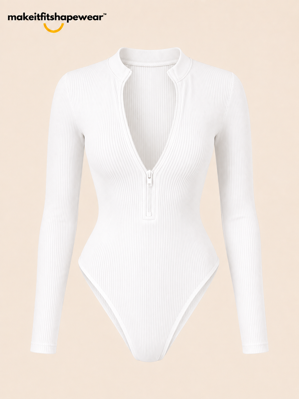 MakeItFit™ SculptFlex Ribbed Zip-Up Bodysuit premium