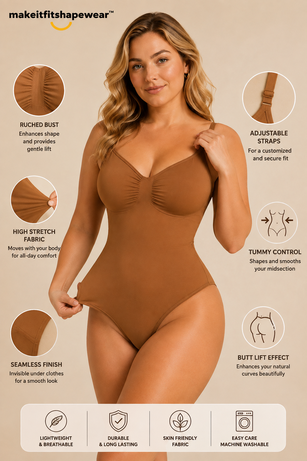 MakeItFit™ SculptLift Seamless Shaping Bodysuit