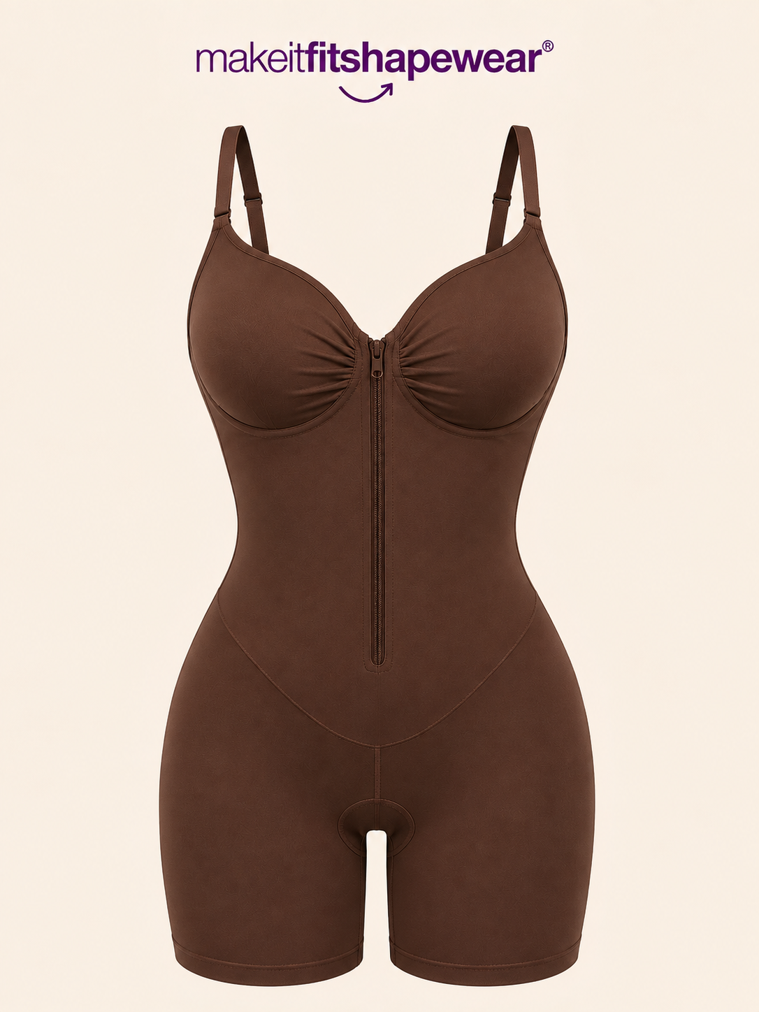 MakeItFit™ SculptFlex Zip Front Mid-Thigh Bodysuit