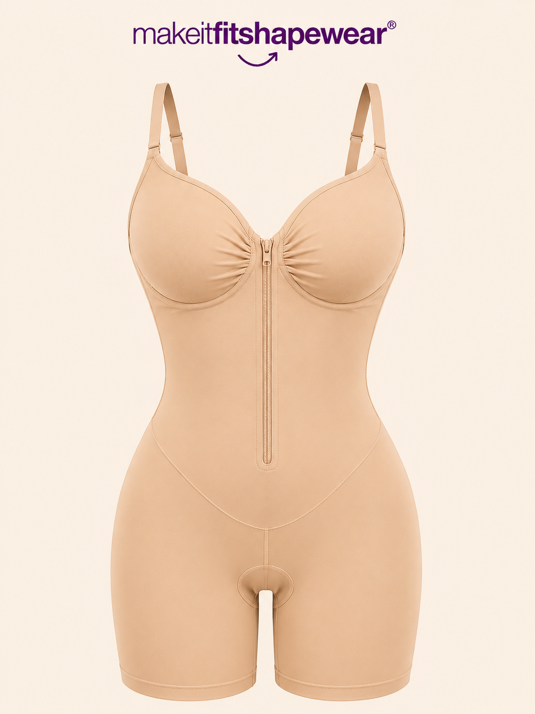MakeItFit™ SculptFlex Zip Front Mid-Thigh Bodysuit
