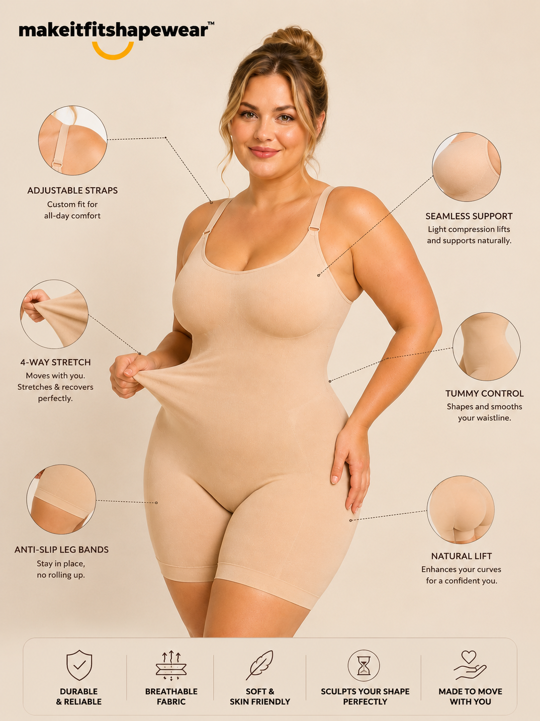 MakeItFit™ SculptFlex Seamless Full Body Shaper
