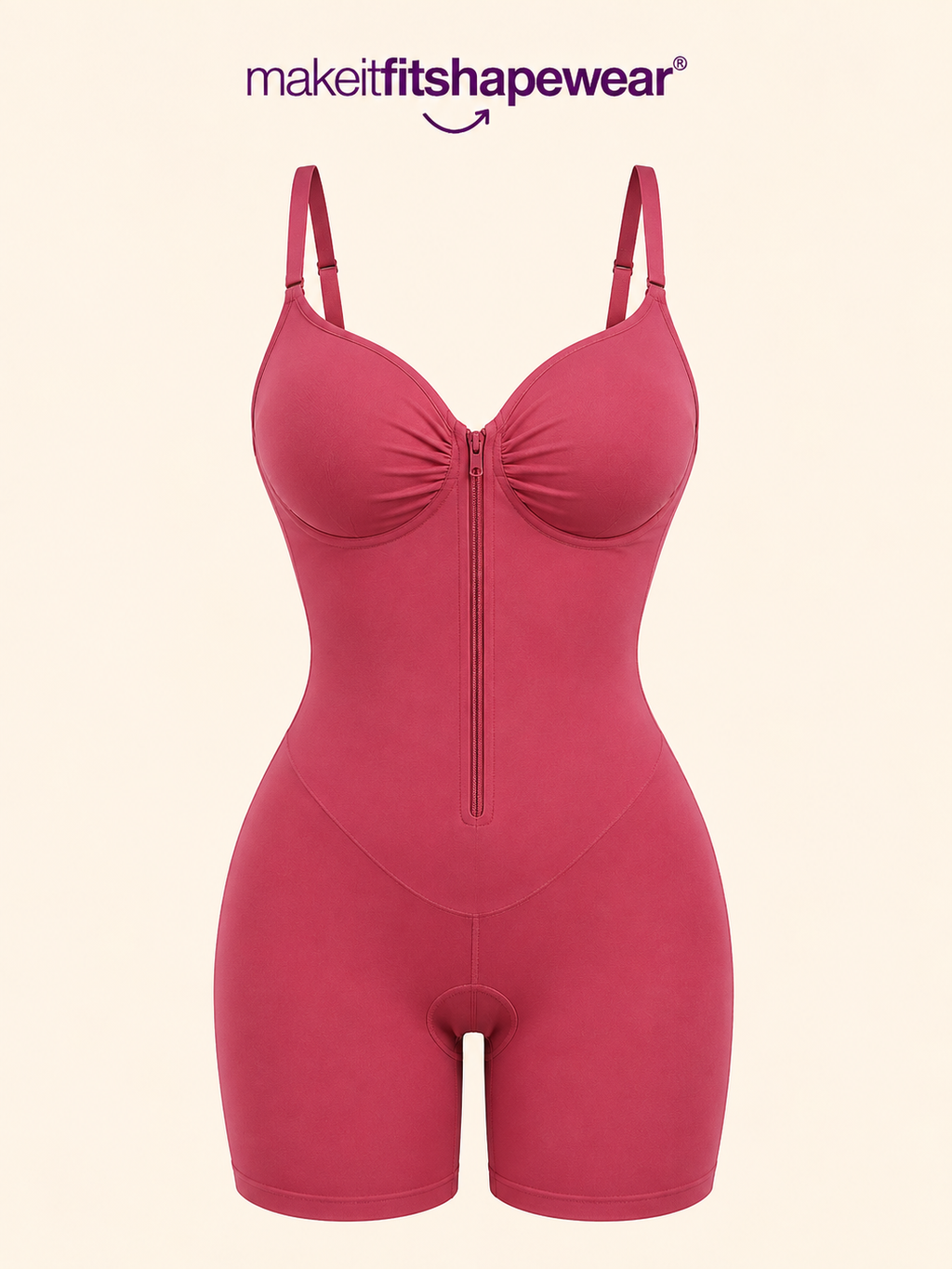 MakeItFit™ SculptFlex Zip Front Mid-Thigh Bodysuit