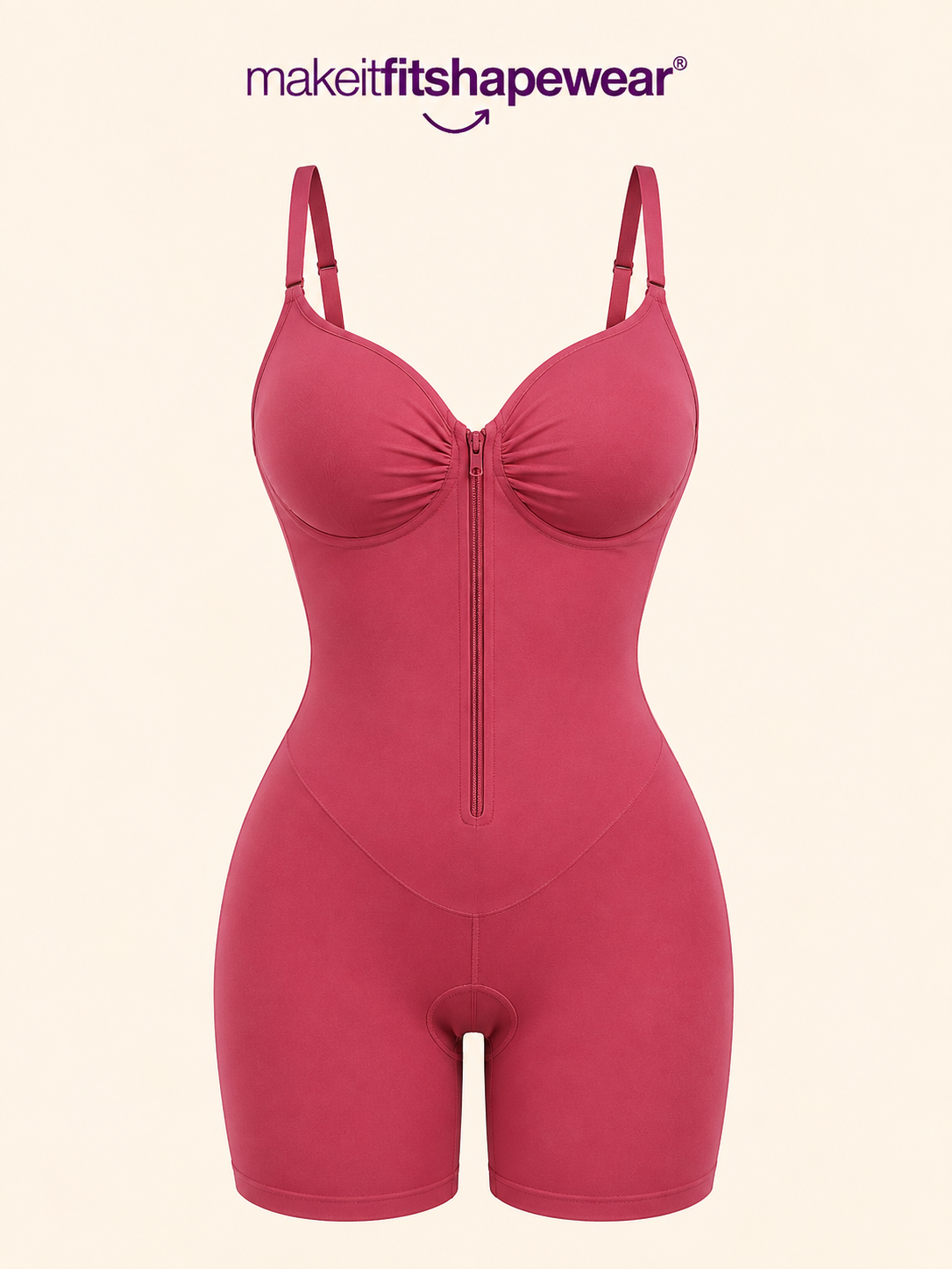 MakeItFit™ SculptFlex Zip Front Mid-Thigh Bodysuit
