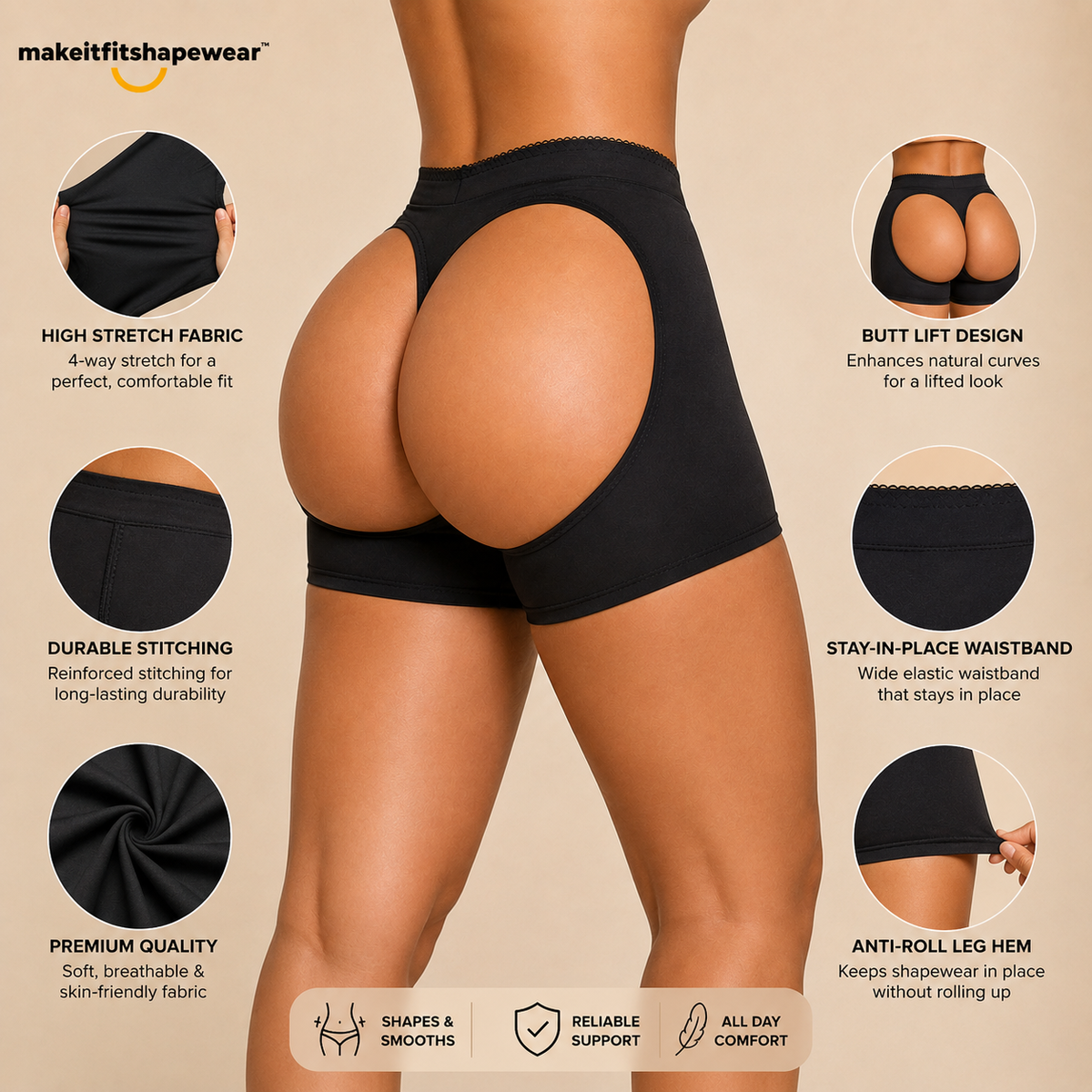 MakeItFit™ LiftSculpt™ Butt-Lift Shaping Shorts