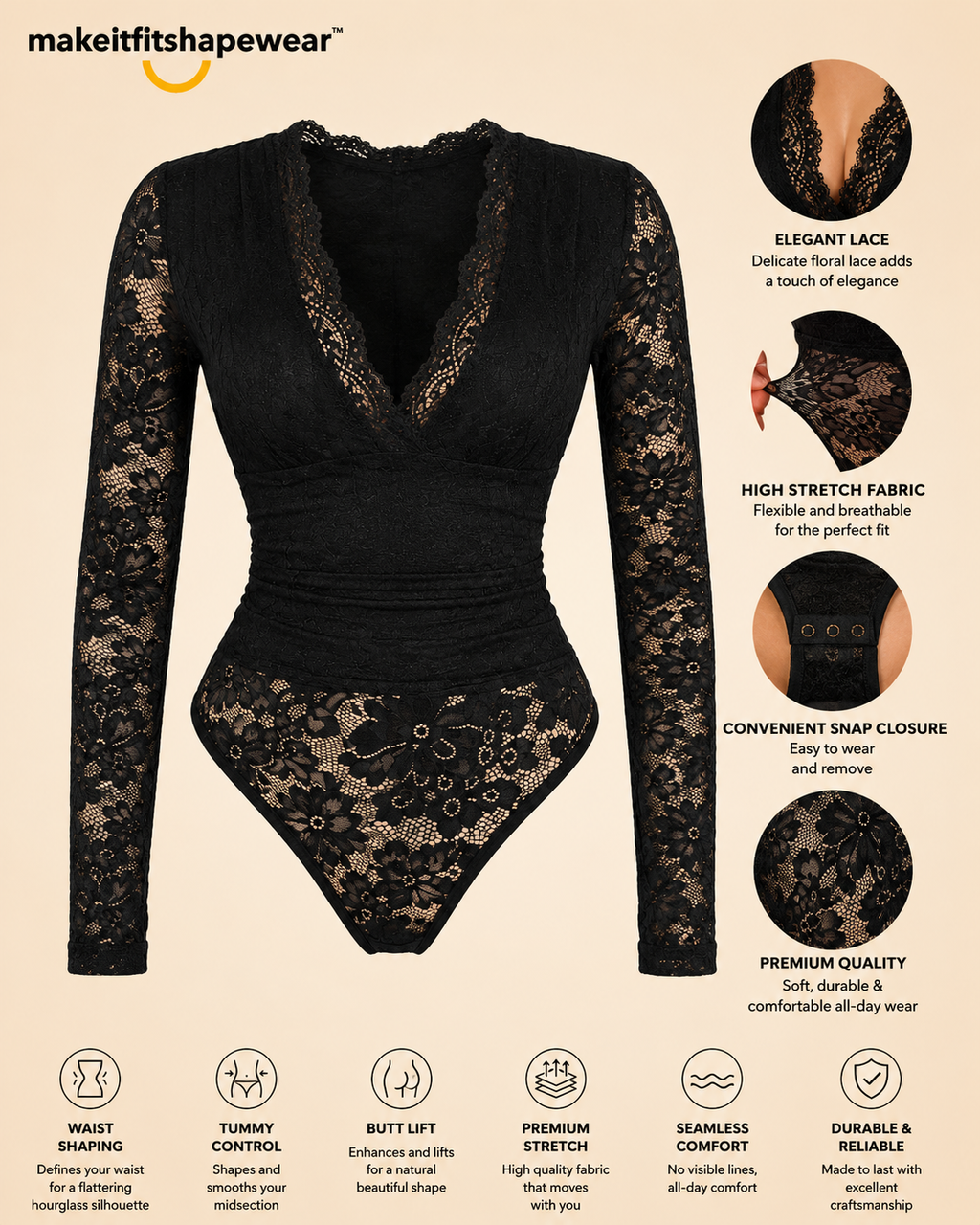 MakeItFit™ Lace Sculpt Bodysuit